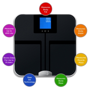 EatSmart Precision GetFit Digital Body Fat Scale w-400 lb. Capacity & Auto Recognition Technology-top fat scales